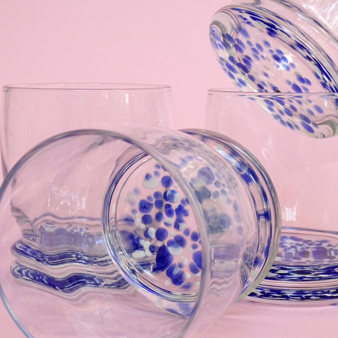 Classic 80s design, vintage, set of 4 confetti glasses