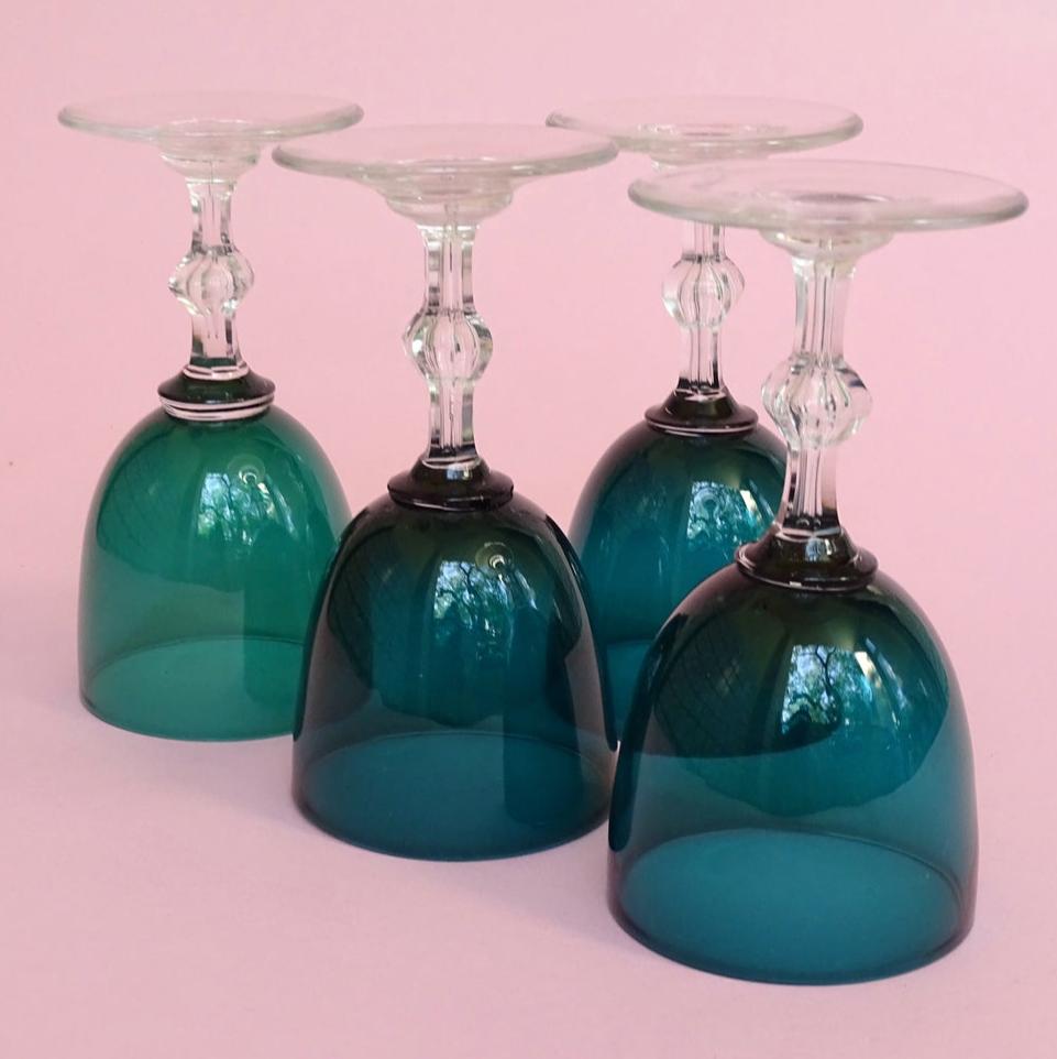 Classic 60s design, vintage, set of 4 crystal glasses for wine/dessert