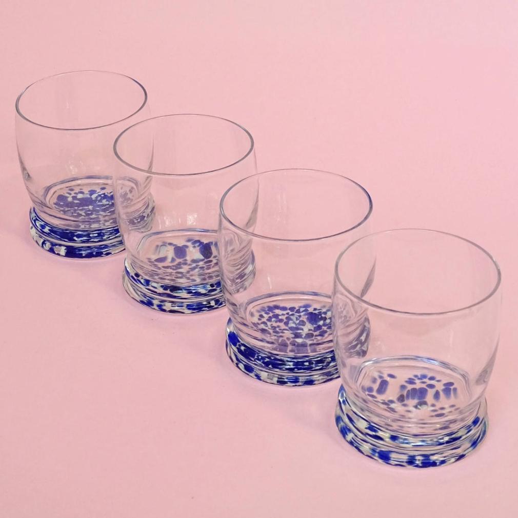Classic 80s design, vintage, set of 4 confetti glasses