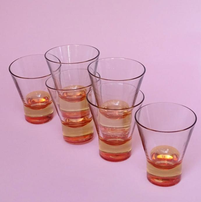 Vintage, set of 6 glasses for water or cocktail