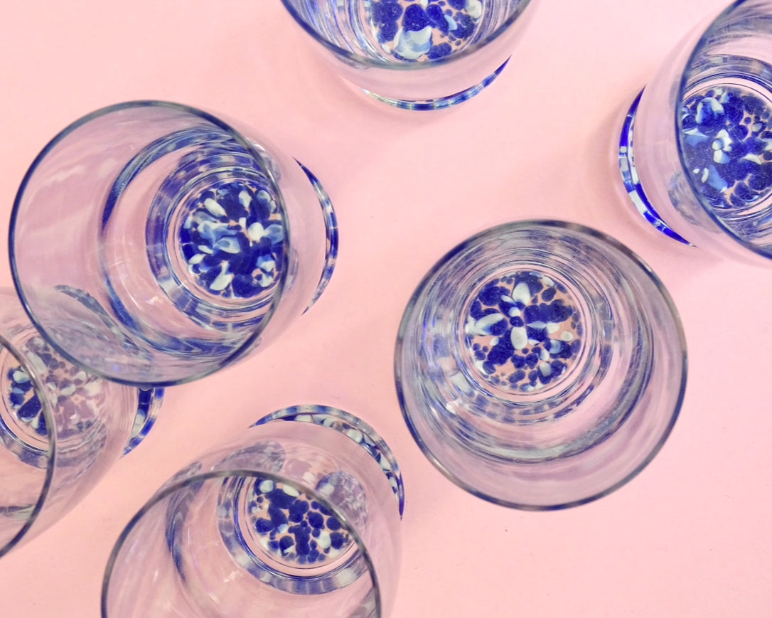 Classic 80s design, vintage, set of 6 confetti glasses