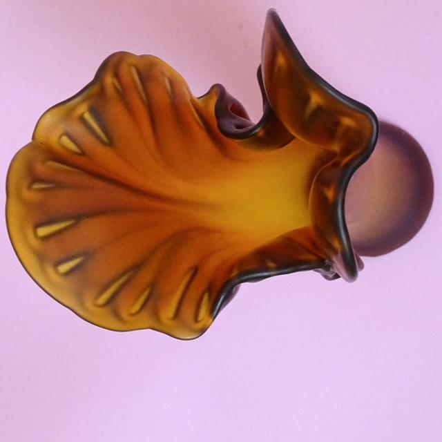 Vintage, beautiful, mouth-blown, amber vase