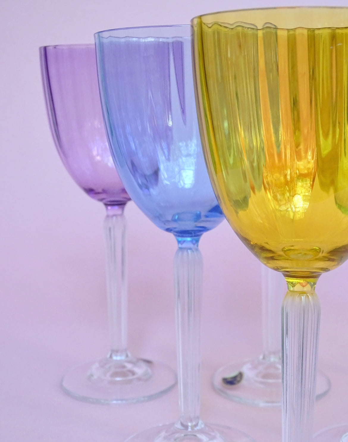 Vintage, set of 6 colorful crystal glasses for wine