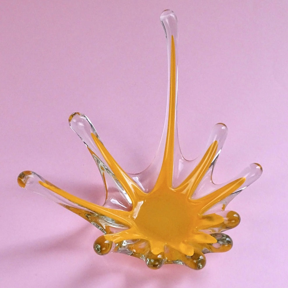 Glas "Drop" handmade, vintage, beautiful jewelry box /candlestick
