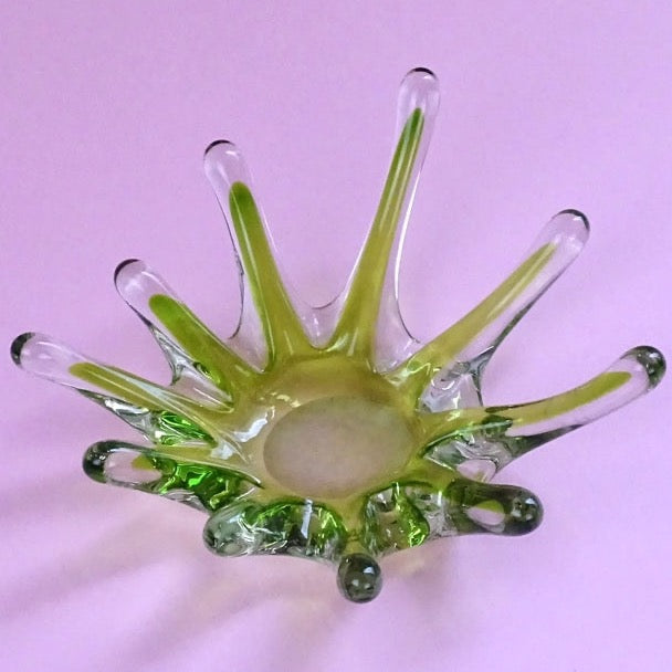 Glas "Drop" handmade, vintage, beautiful jewelry box /candlestick