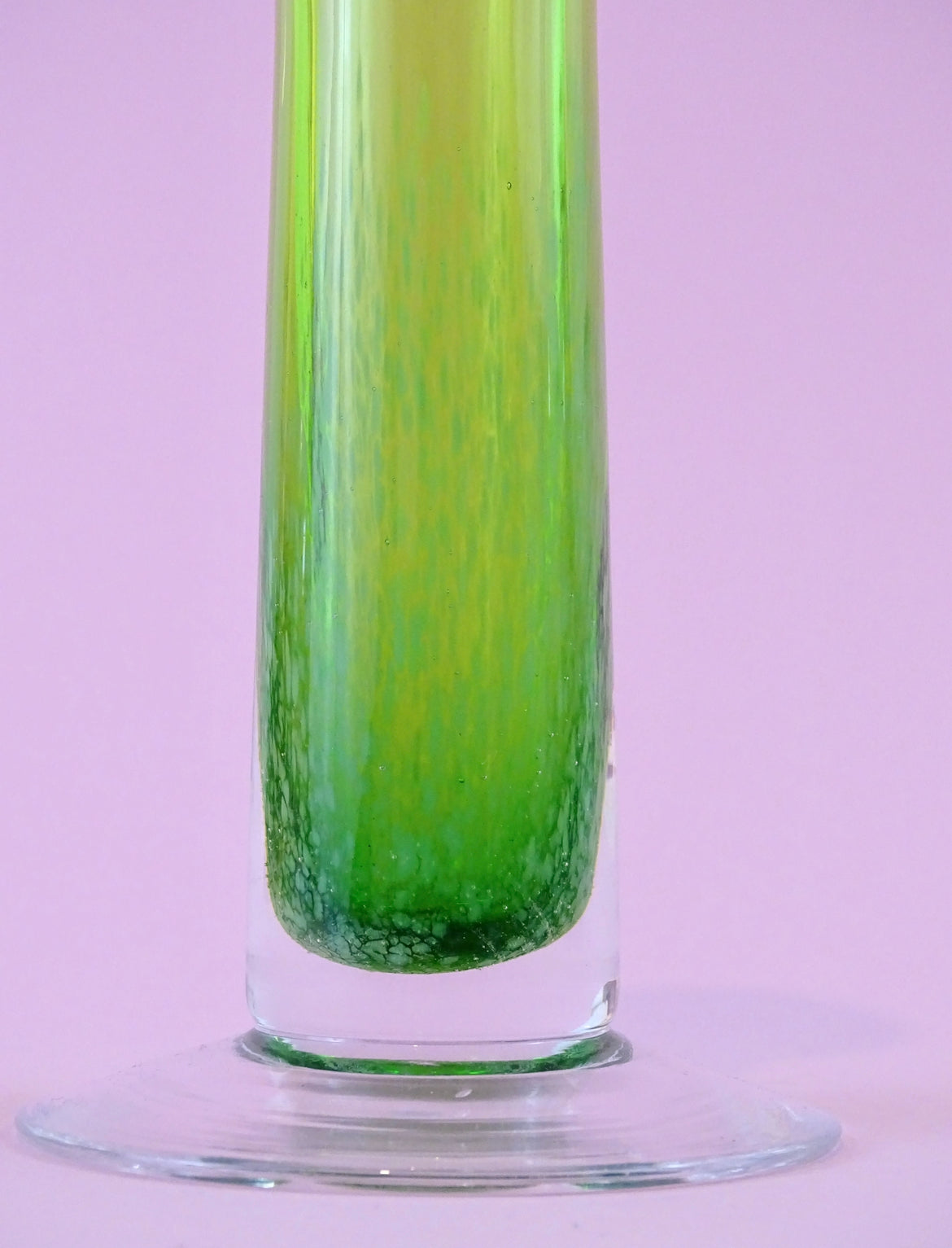 Mouth blown, vintage, tall, light green candlestick