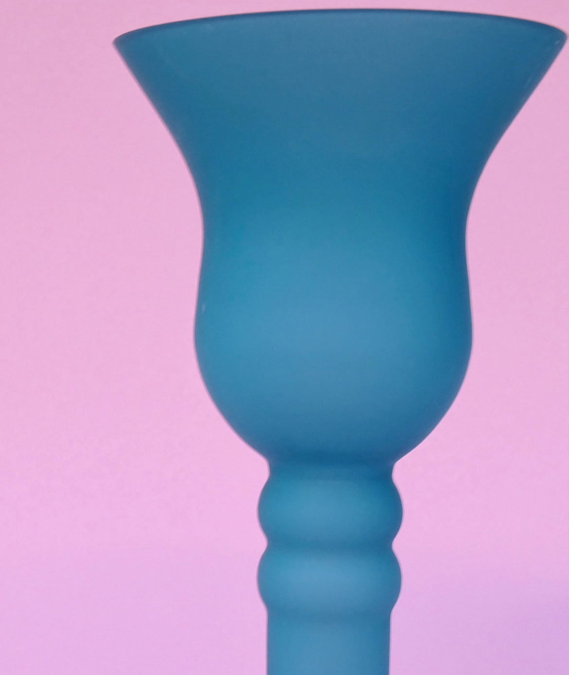 Crystal, azure, vintage vase/candlestick