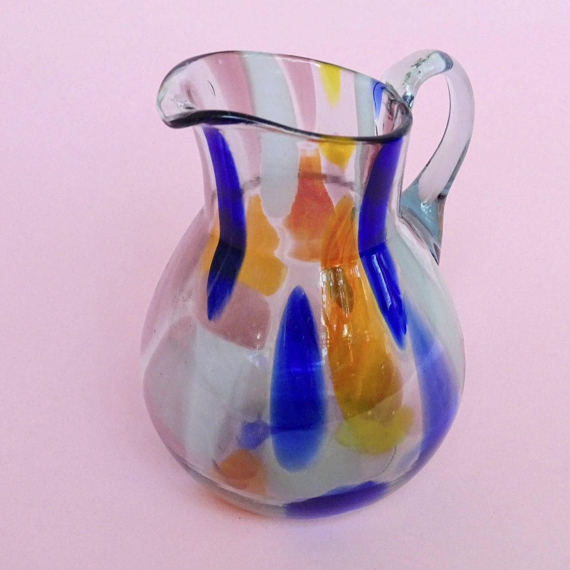 Vintage, colorful, mouth blown „baby“ Jug