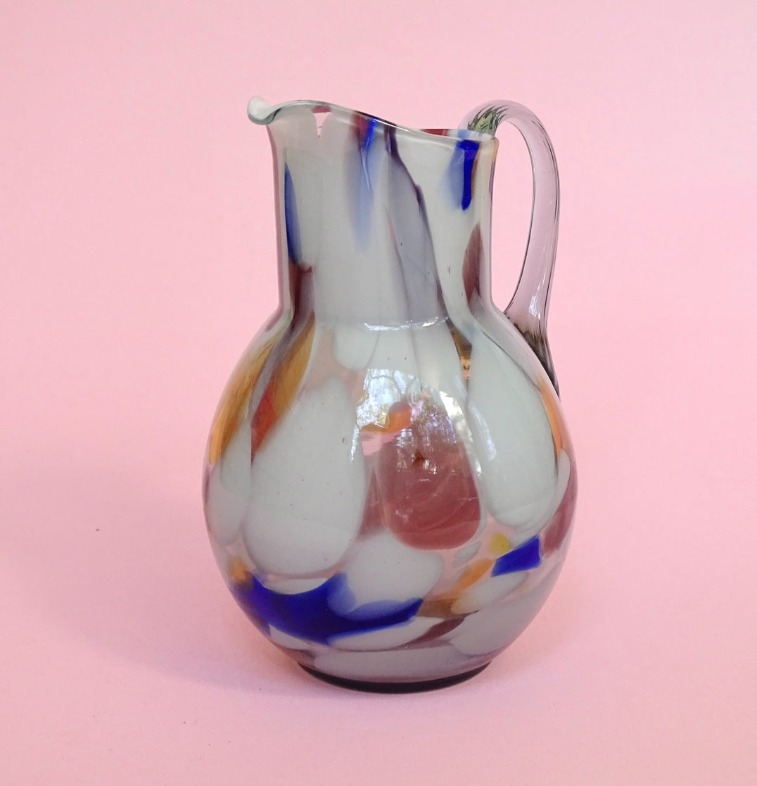 Vintage, colorful, mouth blown Jug