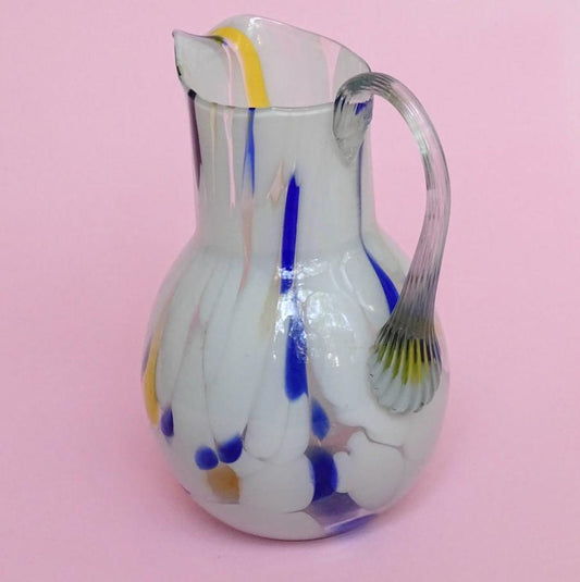 Vintage, colorful, mouth blown Jug