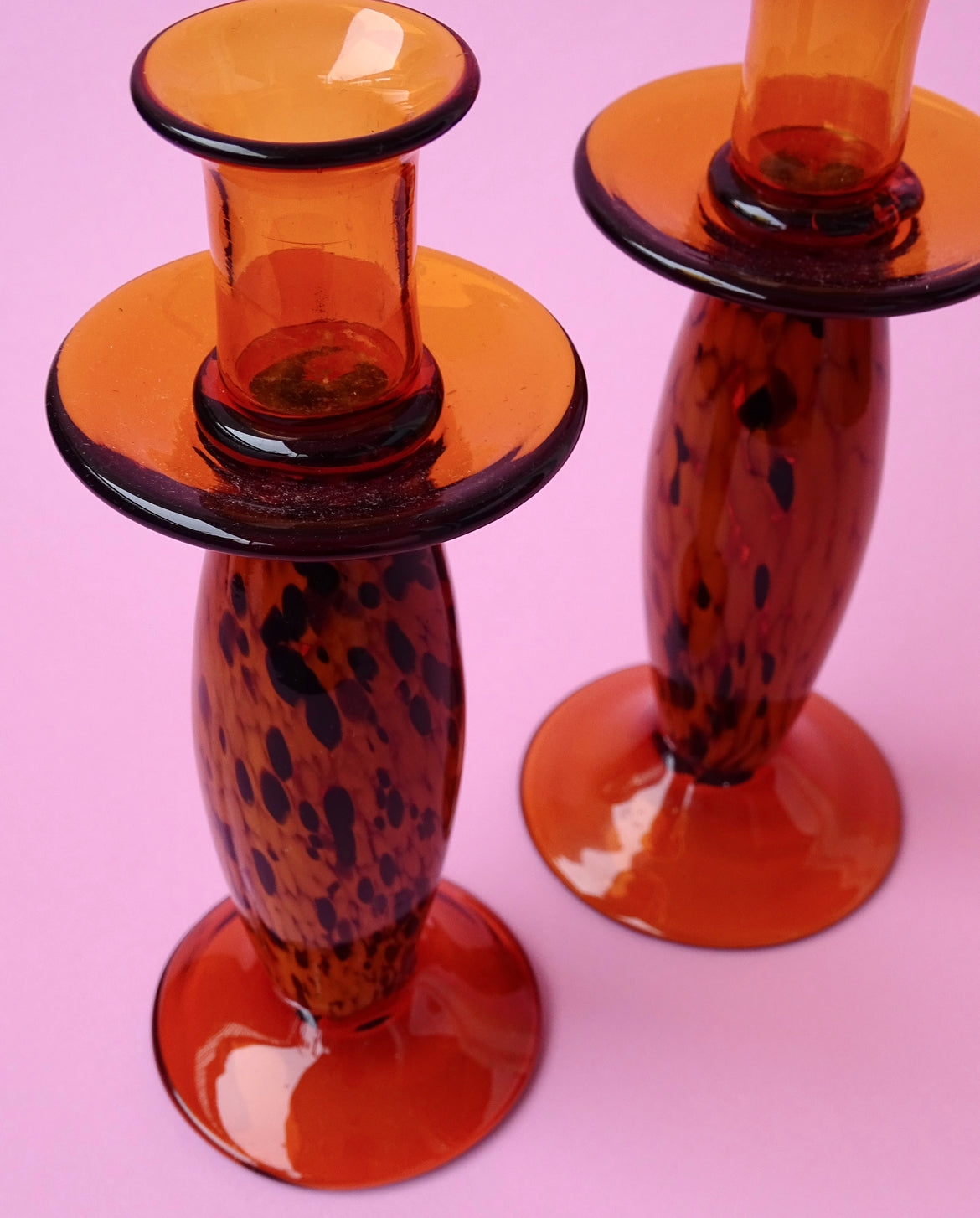 Amber, handmade, tall, beautiful candlesticks