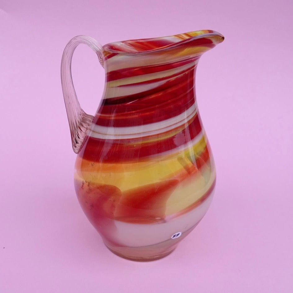 Vintage, colorful, mouth blown Jug