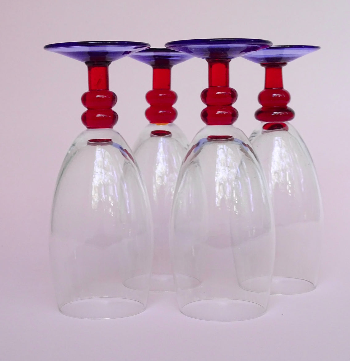 Vintage, mouth blown, handmade, beautiful set of 4 glasses