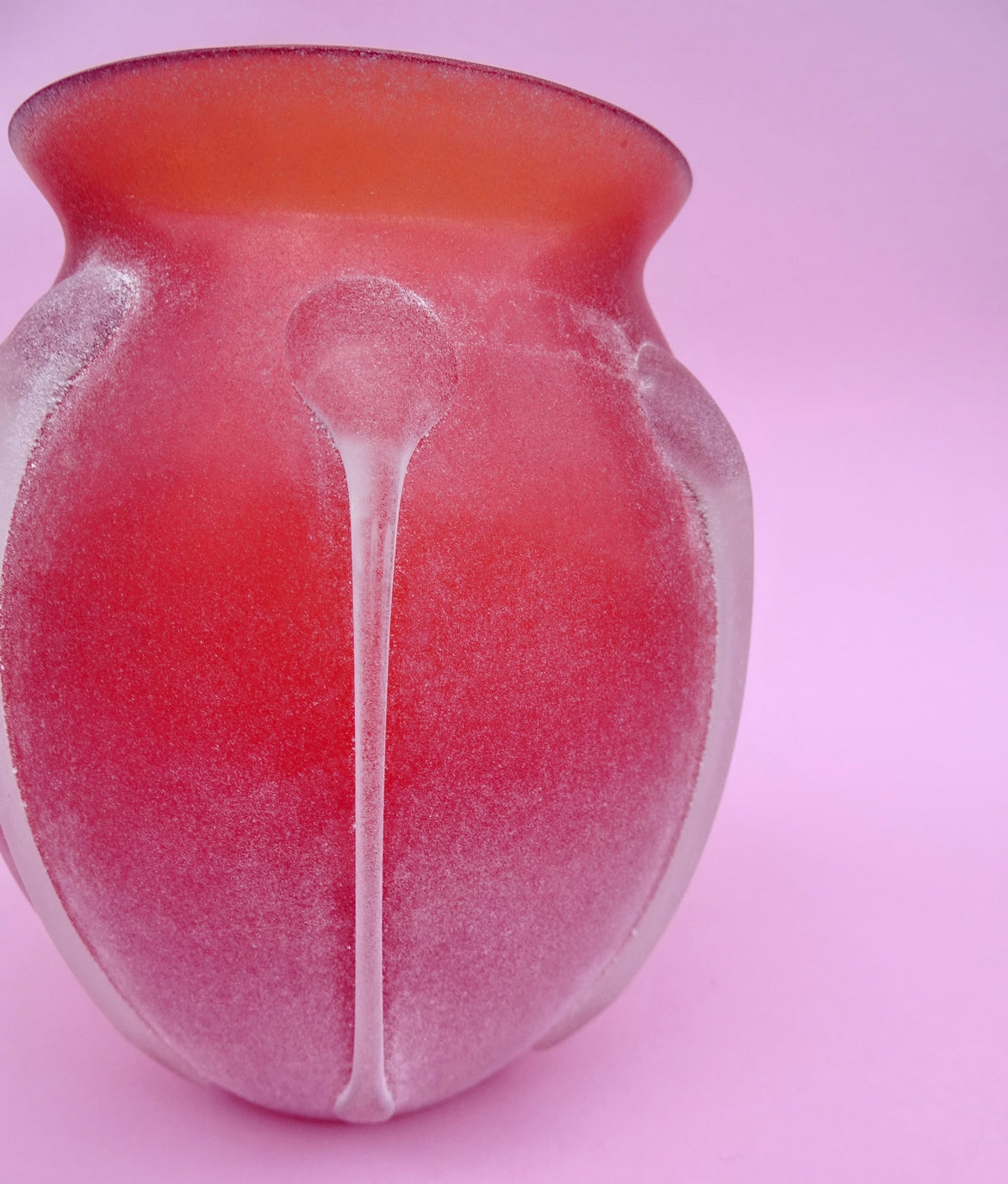 Mouth-blown, vintage vase with glass details