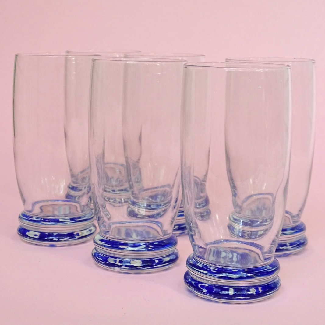 Classic 80s design, vintage, set of 6 confetti  glasses