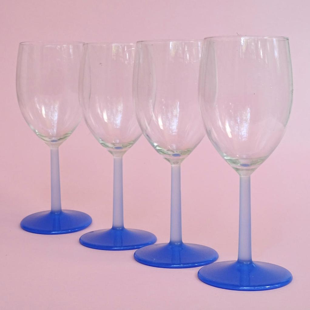 Vintage set of 4 tall, glasses for wine