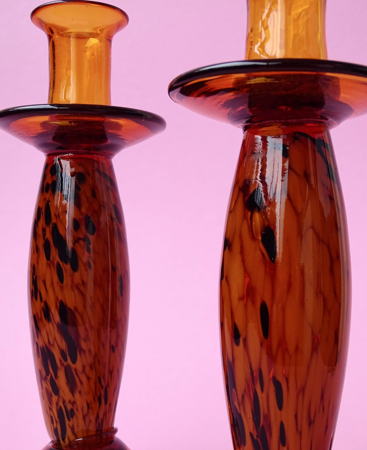 Amber, handmade, tall, beautiful candlesticks