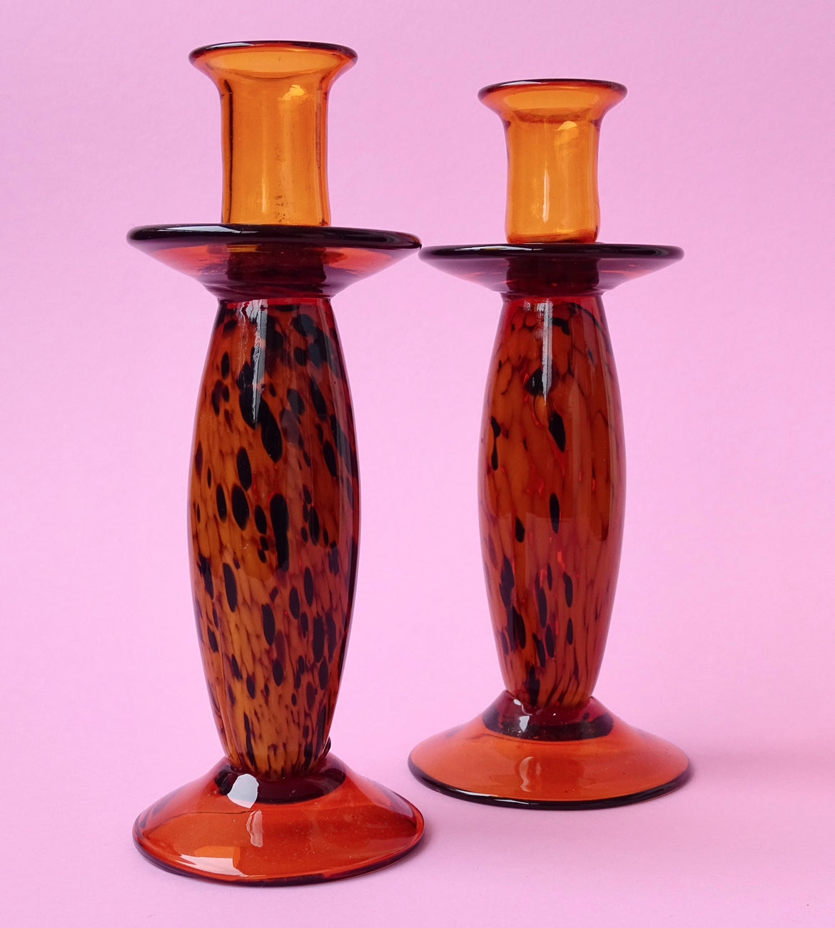 Amber, handmade, tall, beautiful candlesticks