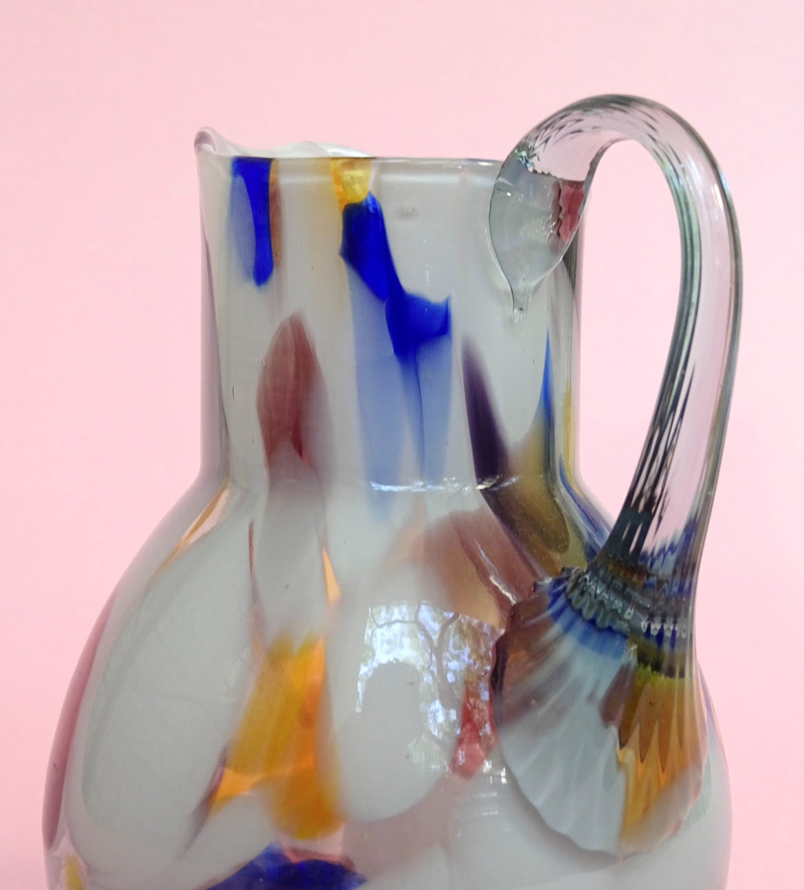 Vintage, colorful, mouth blown Jug