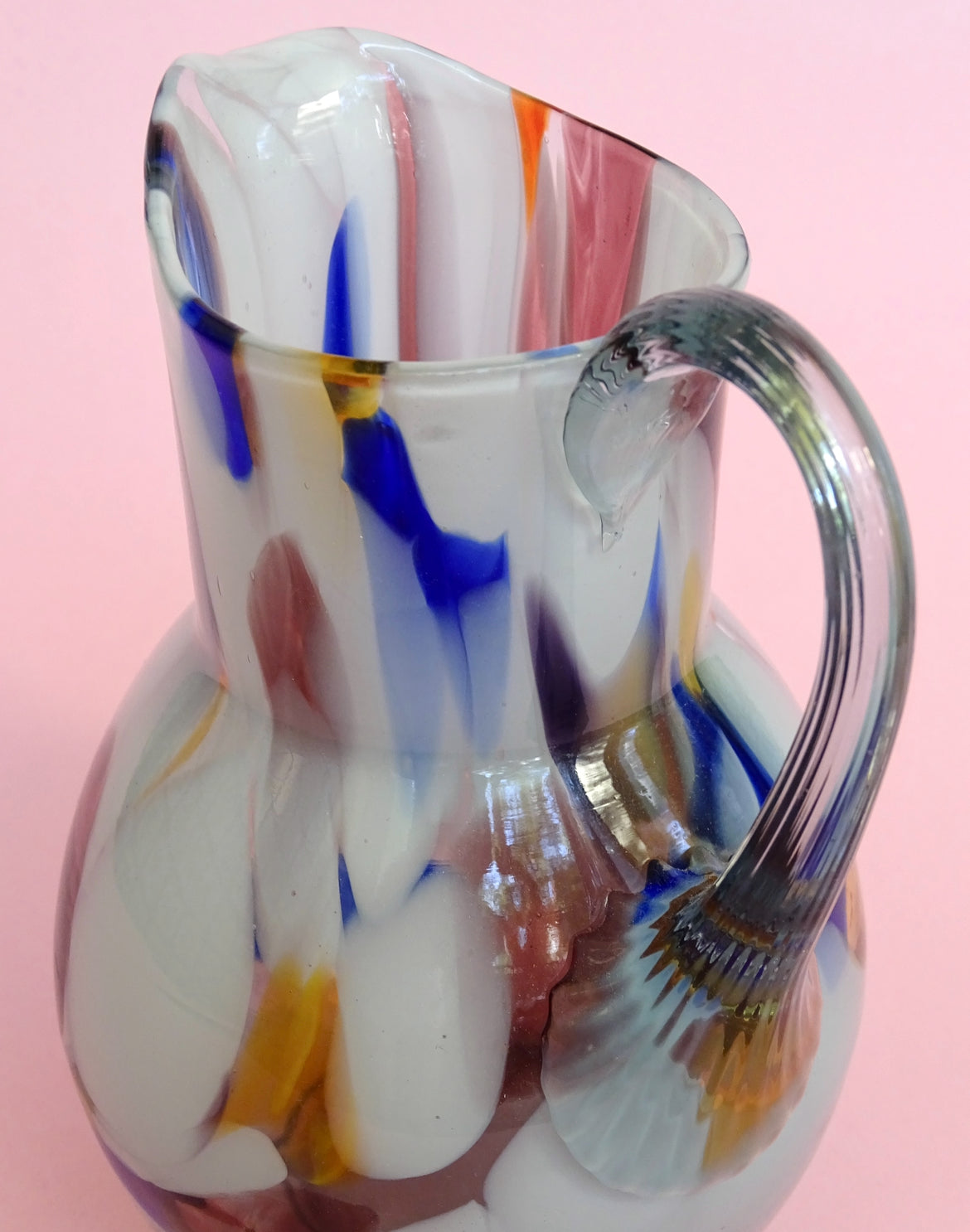 Vintage, colorful, mouth blown Jug