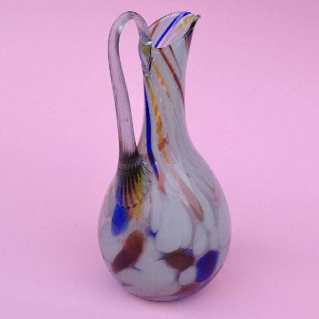 Vintage, colorful, mouth blown Jug