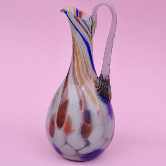 Vintage, colorful, mouth blown Jug