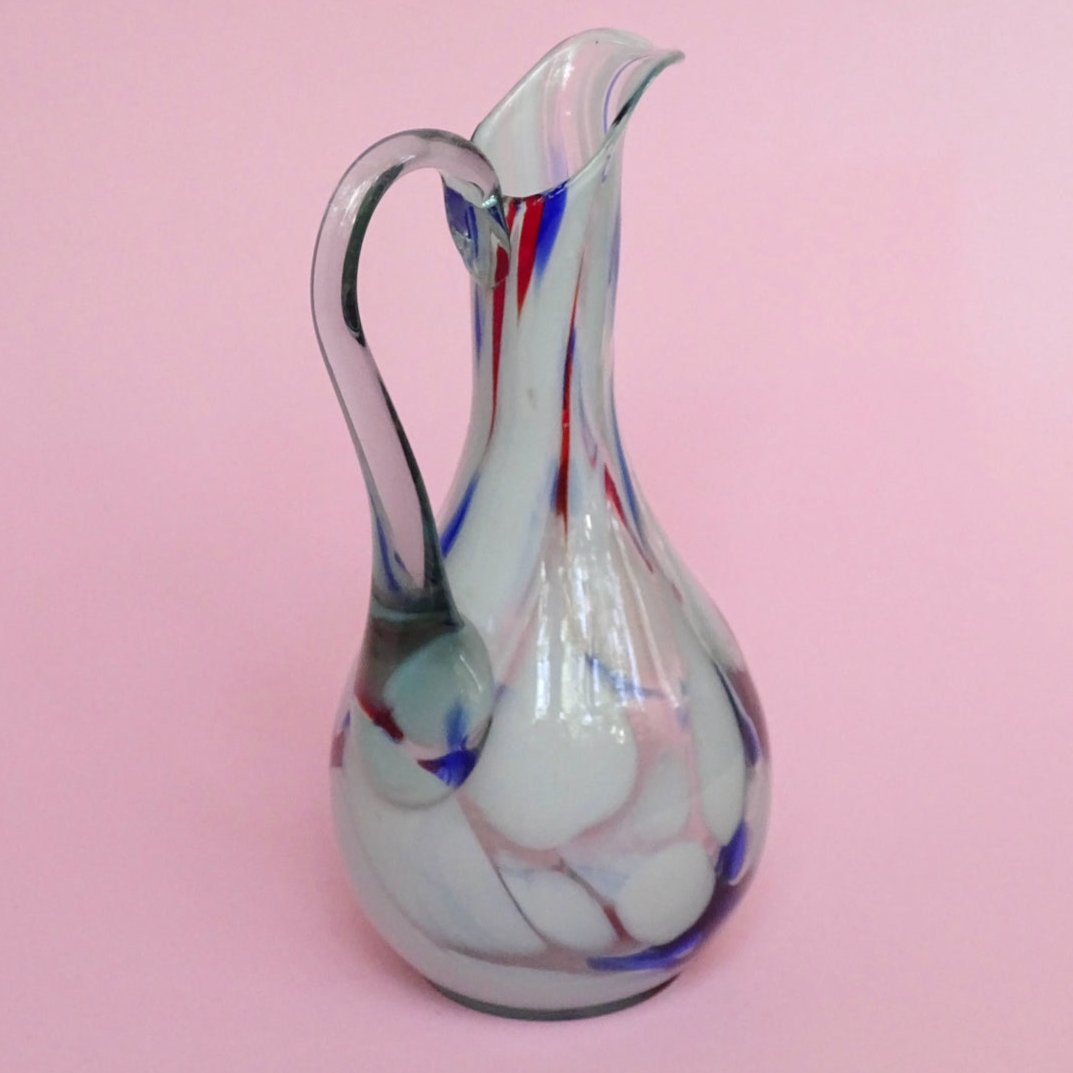 Vintage, colorful “baby”, mouth blown Jug