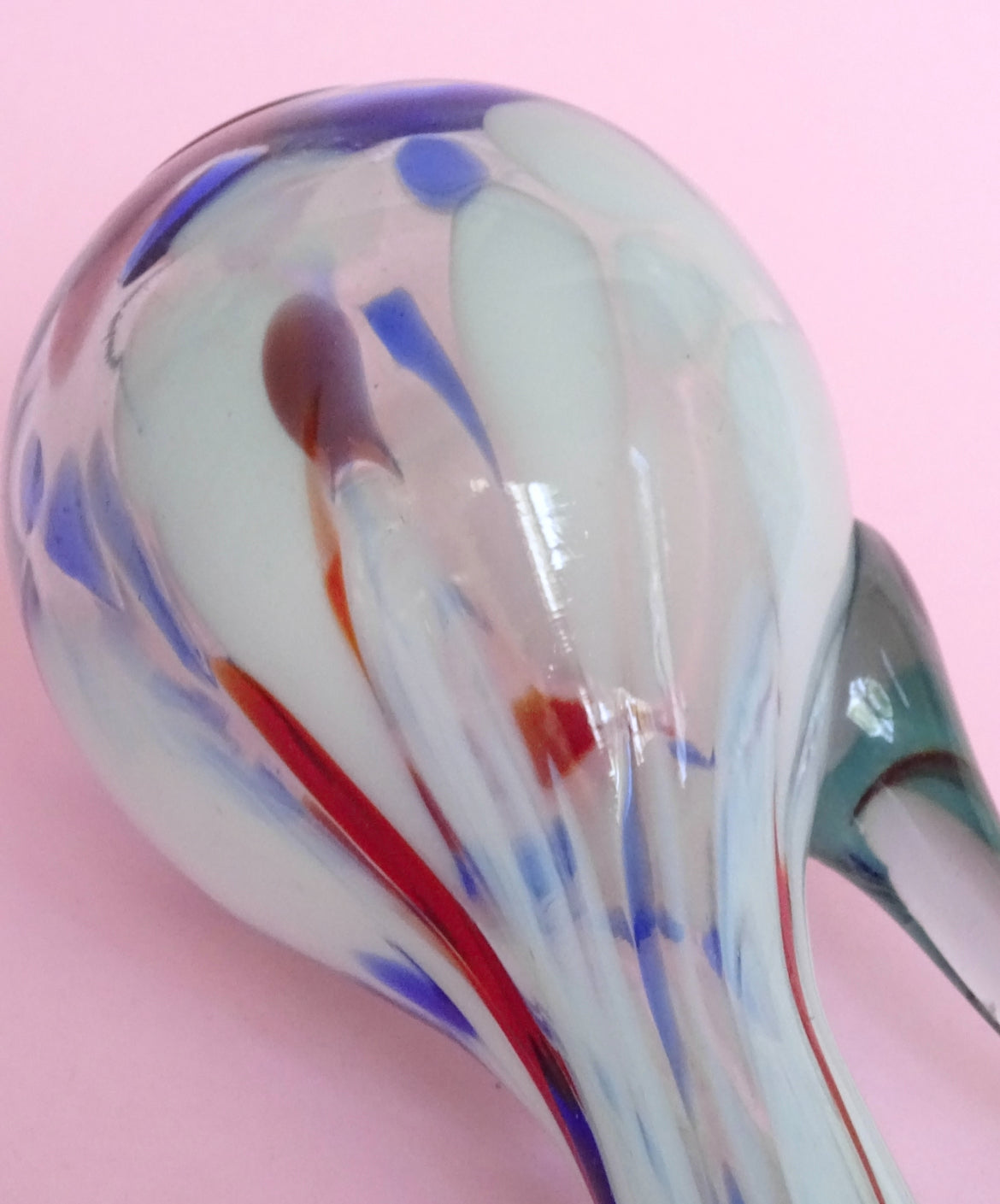 Vintage, colorful “baby”, mouth blown Jug