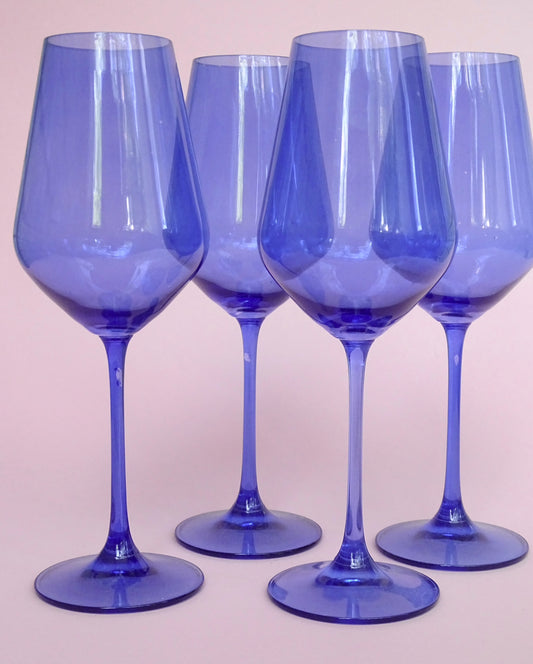 Cobalt blue, vintage set of 4 glasses for wine