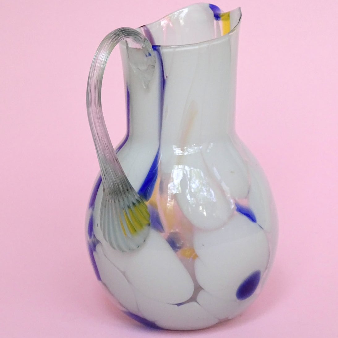 Vintage, colorful, mouth blown Jug