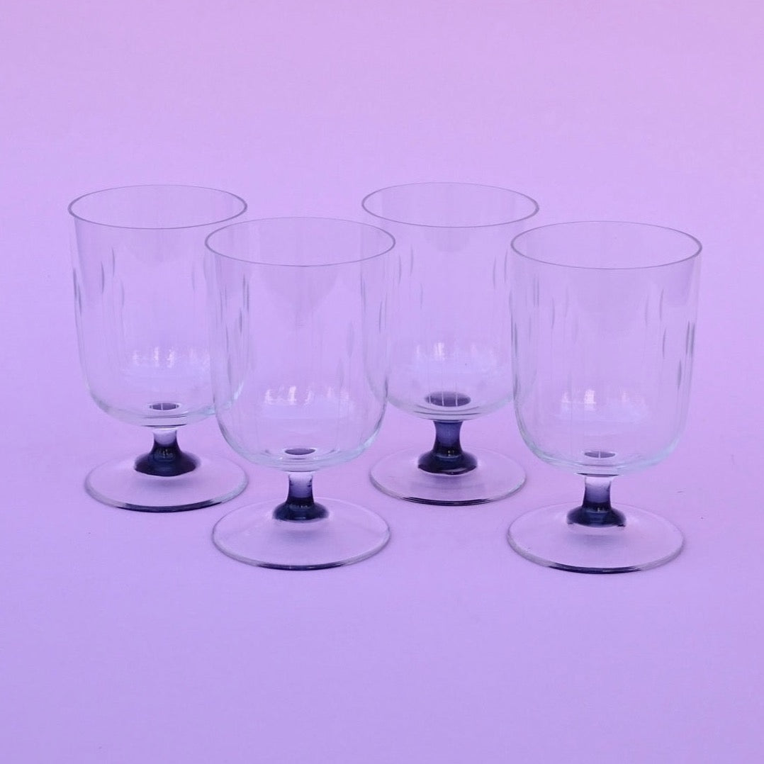 Classic 60s design, vintage, set of 4 crystal glasses for wine/water