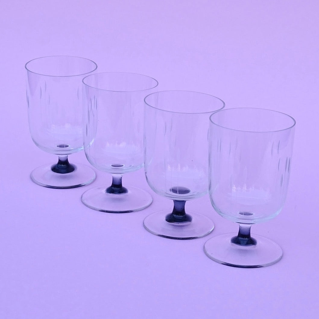 Classic 60s design, vintage, set of 4 crystal glasses for wine/water