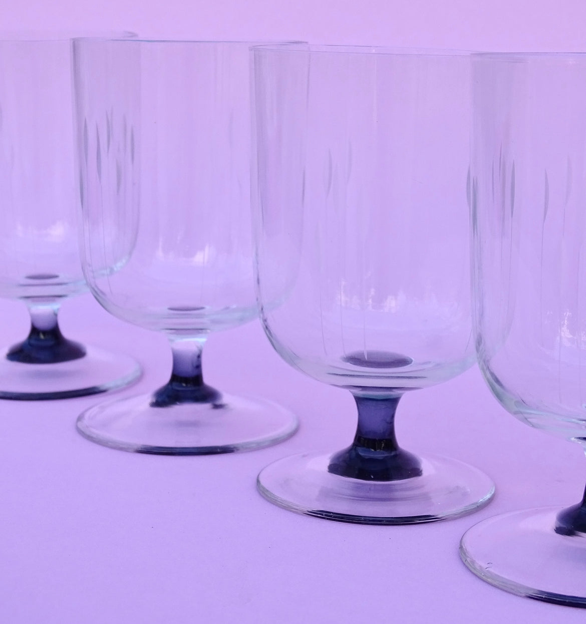 Classic 60s design, vintage, set of 4 crystal glasses for wine/water