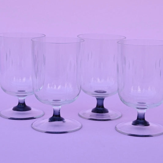 Classic 60s design, vintage, set of 4 crystal glasses for wine/water