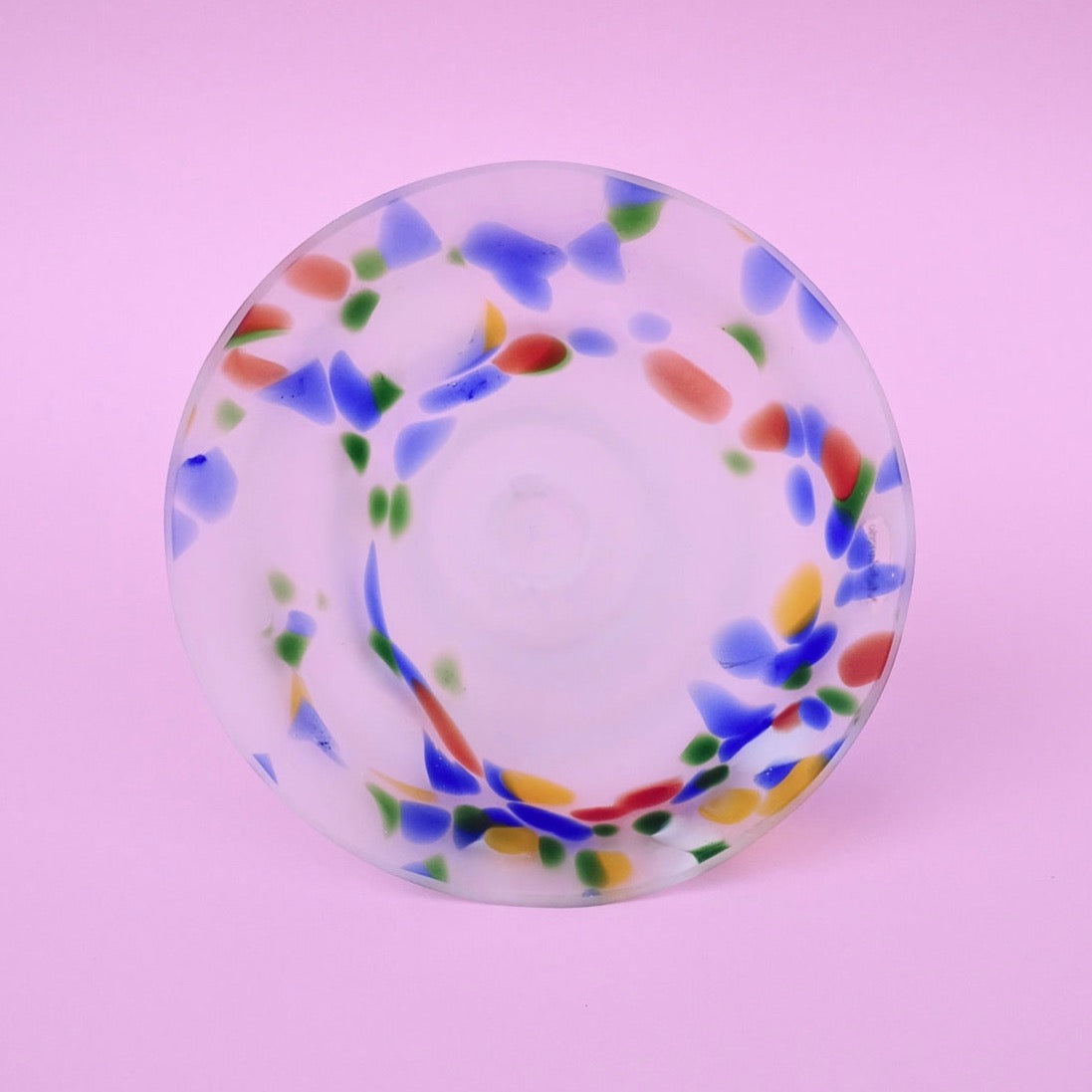 Colorful, matt, mouth blown, beautiful plate/bowl