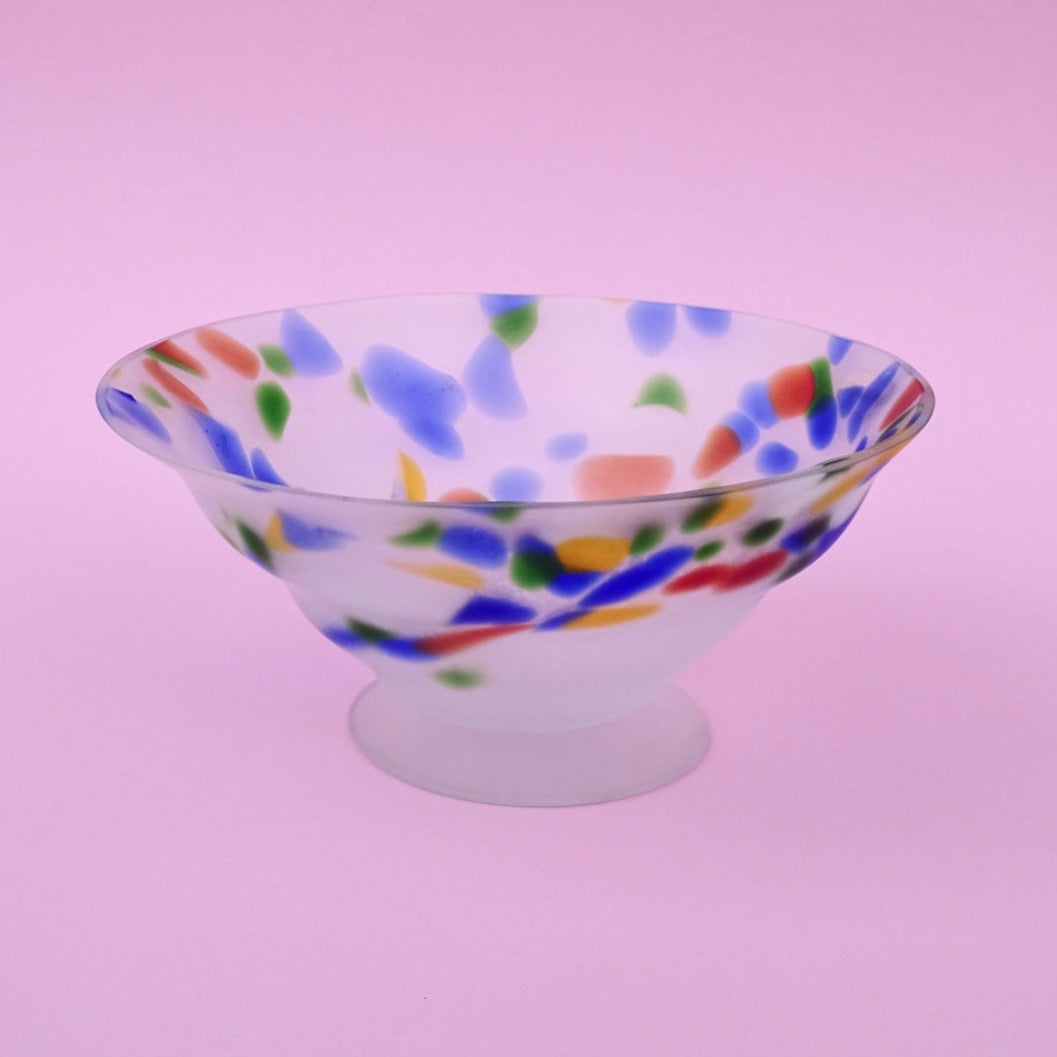 Colorful, matt, mouth blown, beautiful plate/bowl