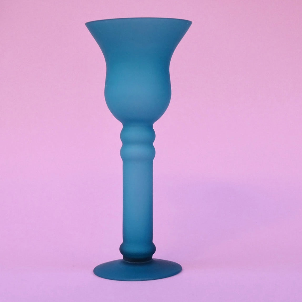 Crystal, azure, vintage vase/candlestick